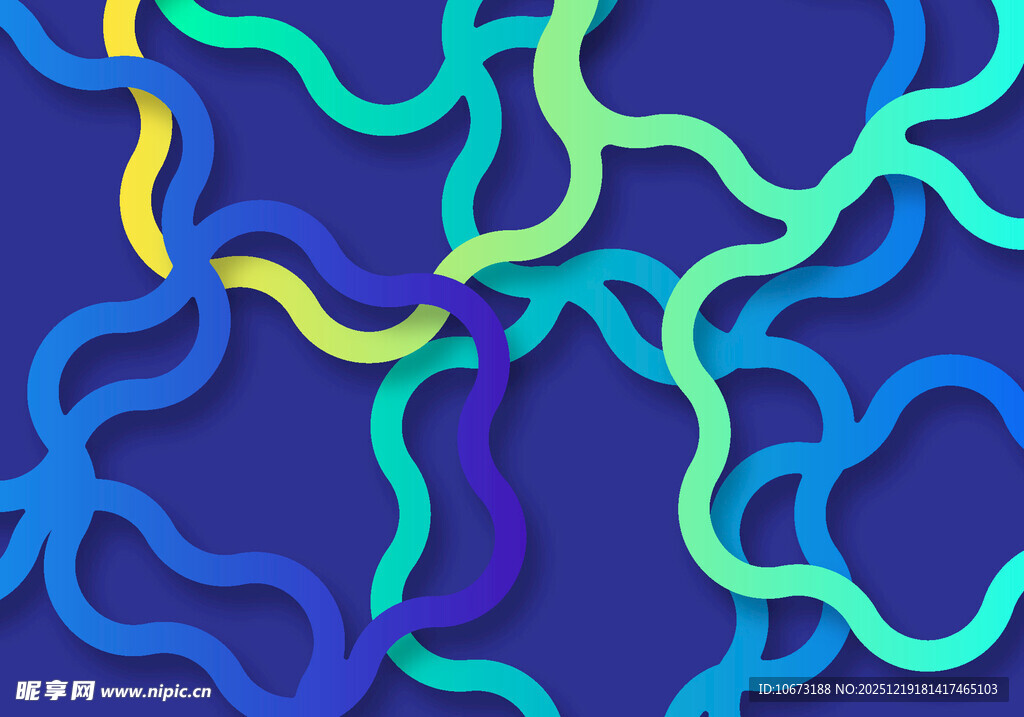 多彩曲线交织抽象图案