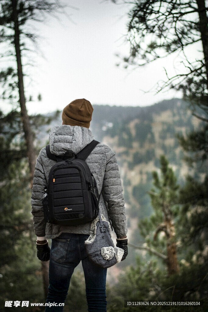 徒步旅行者穿行于林间