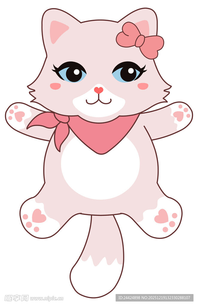 可爱粉色系猫咪卡通形象