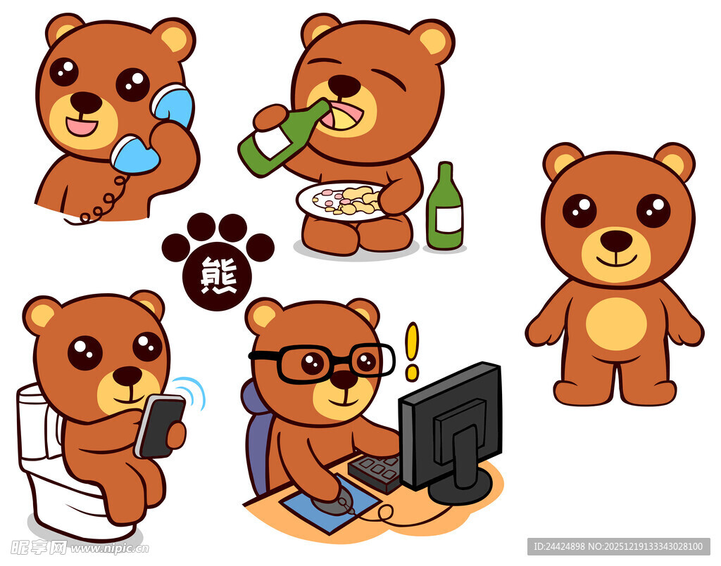 小熊的多样生活瞬间