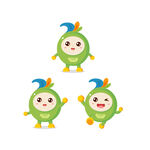 三只可爱的绿豆卡通小精灵