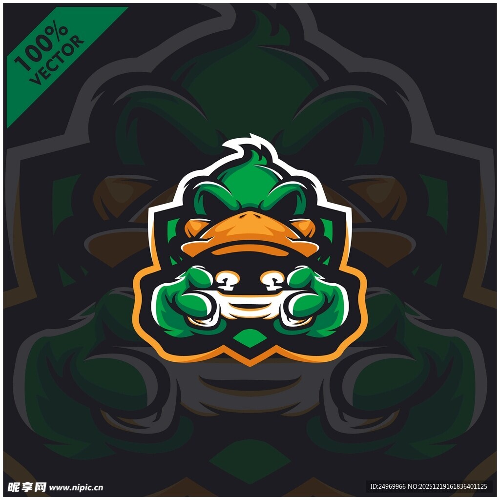 绿色小怪物卡通形象标志