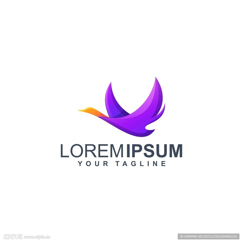 紫色飞鸟标志设计