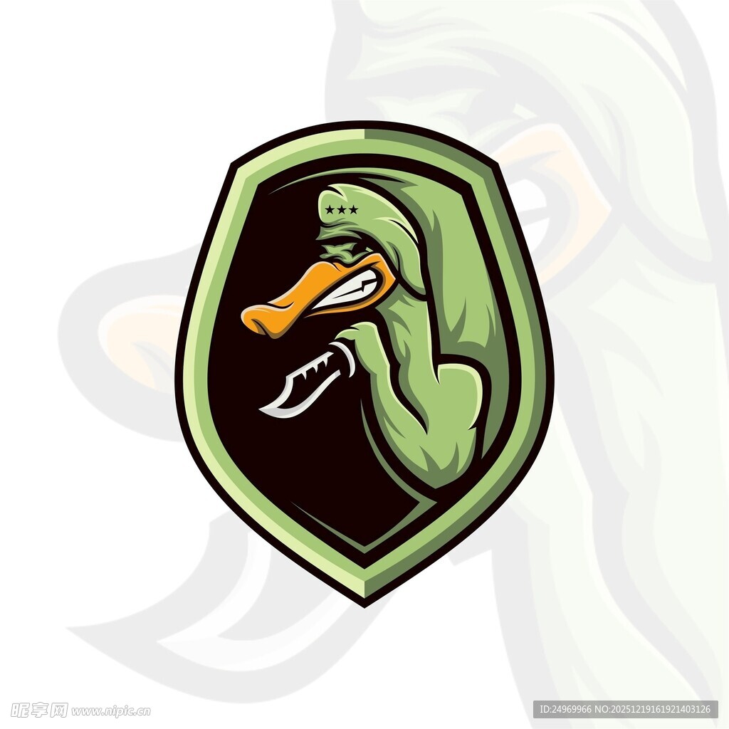 绿鸭盾牌标志设计