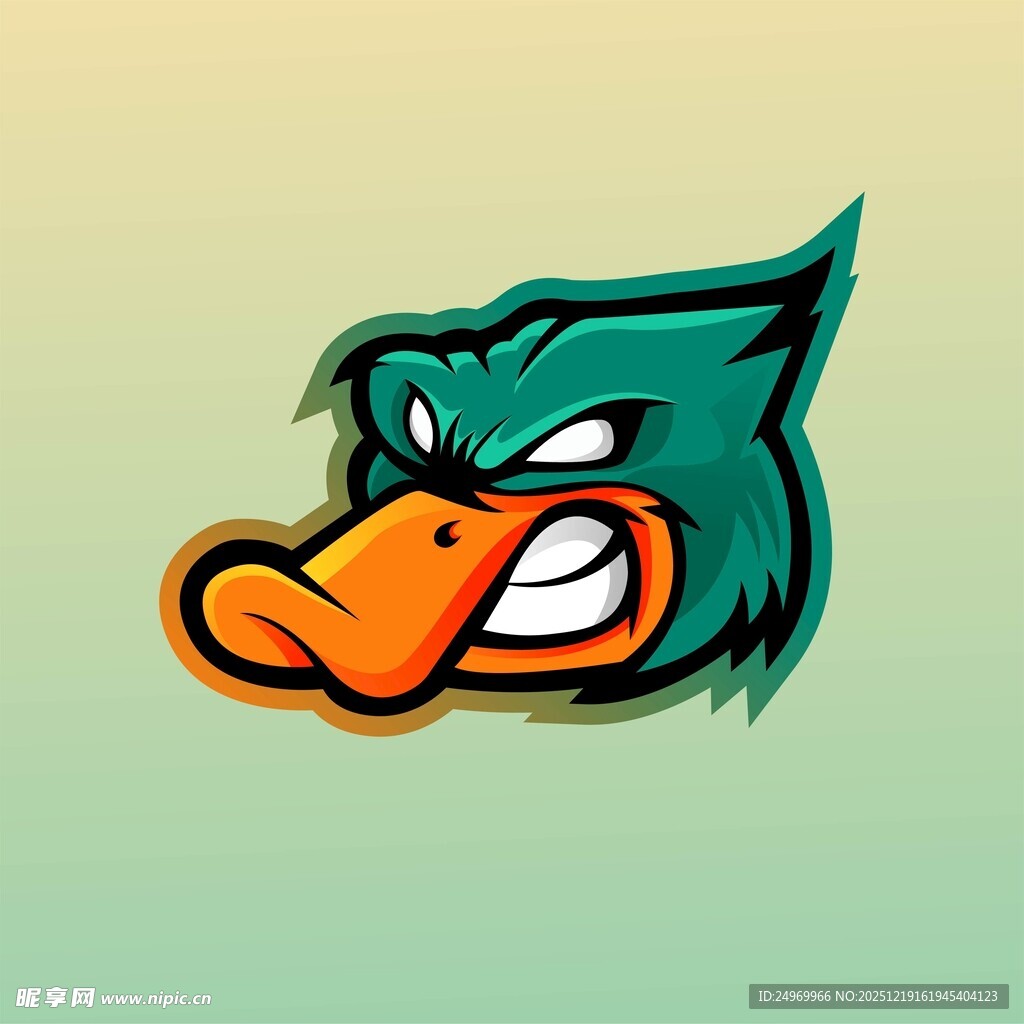 愤怒绿鸭卡通头像