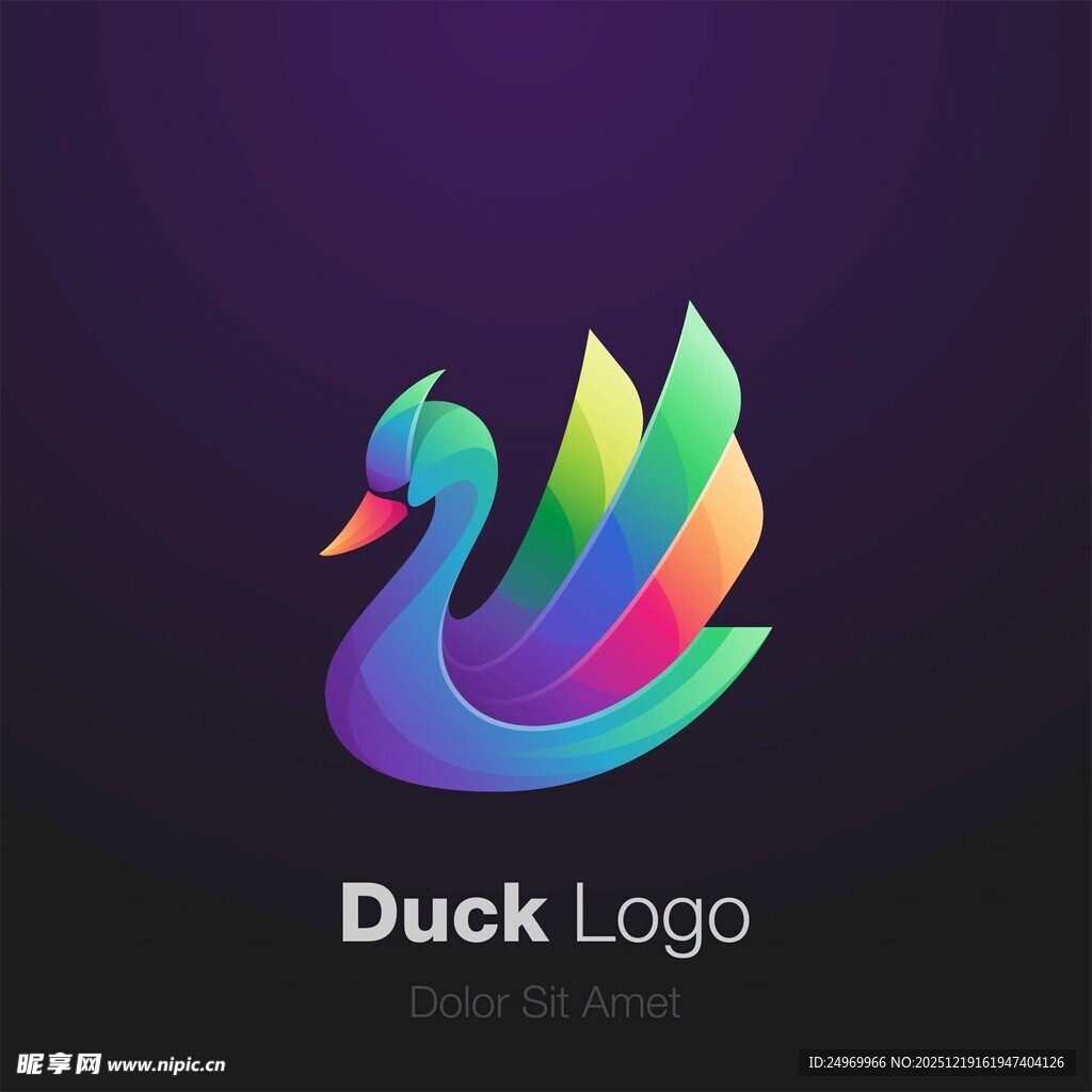 多彩鸭子标志设计