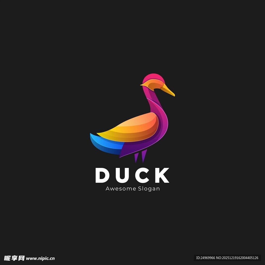 多彩鸭子标志设计
