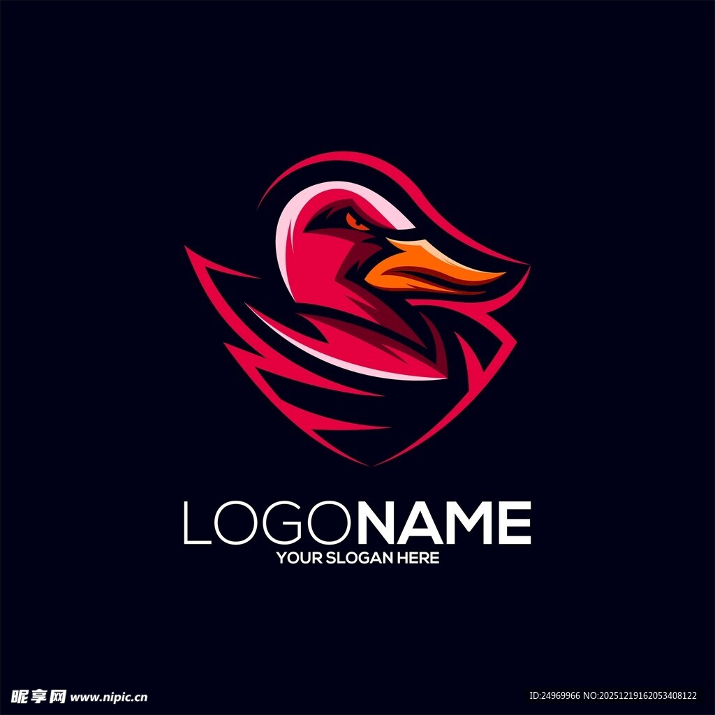 动感红鸭标志设计