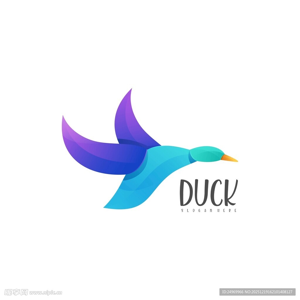 飞翔的多彩鸭子标志