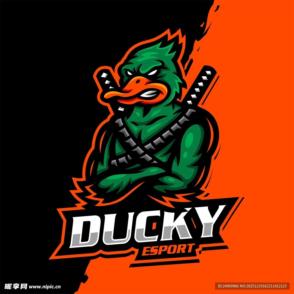 绿鸭忍者标志设计