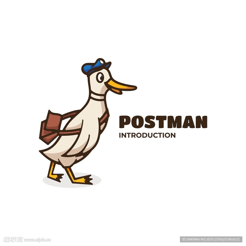 卡通邮差鸭子形象设计