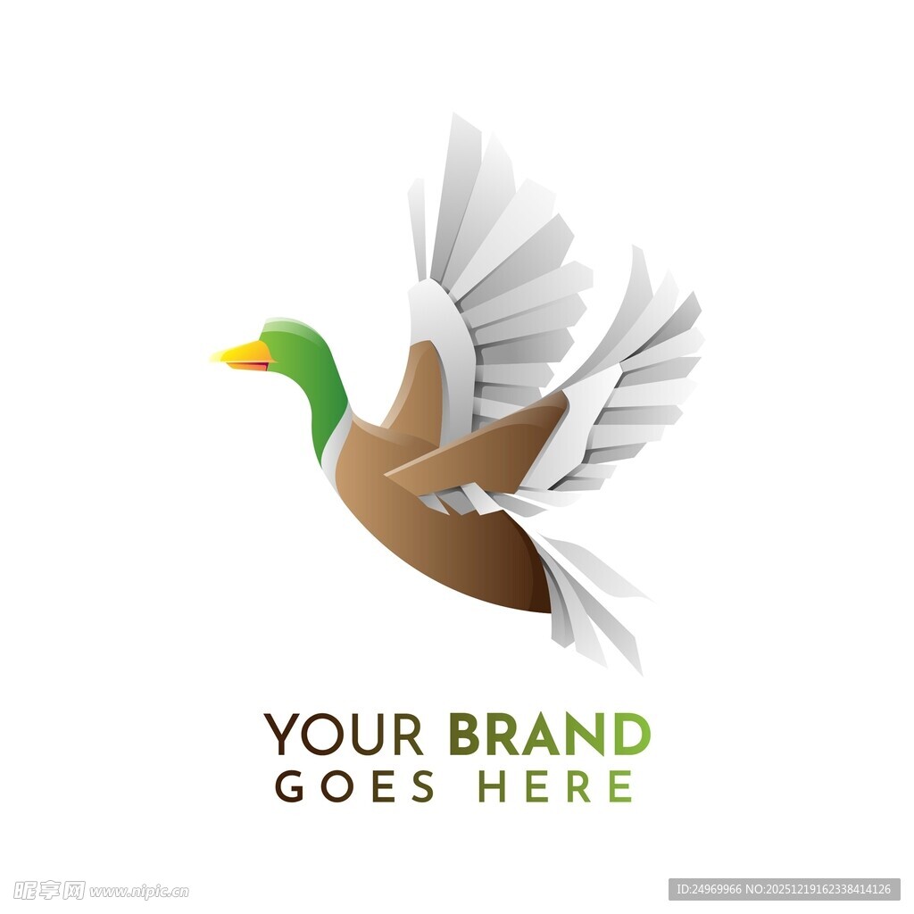 展翅飞翔的鸭子标志设计