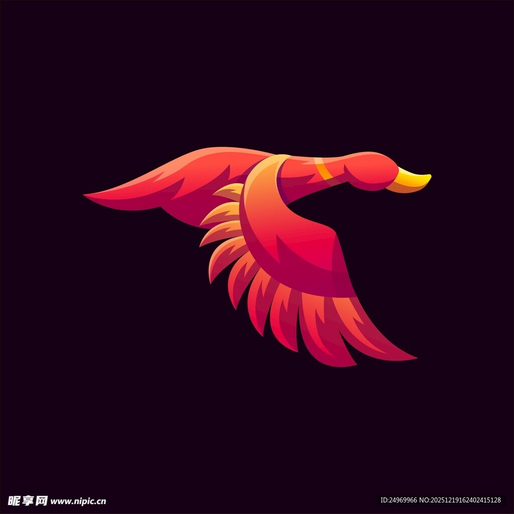 飞翔的绚丽红鸟