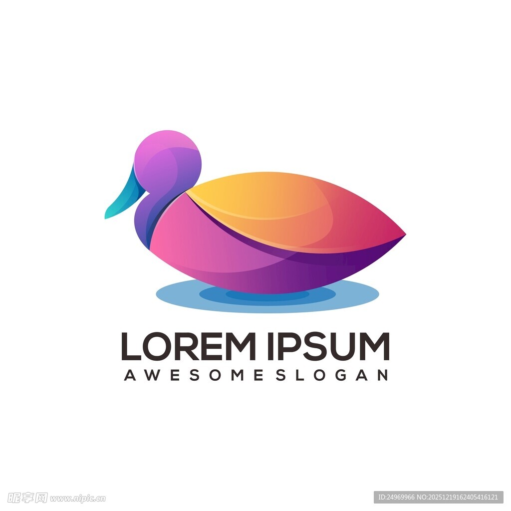 多彩抽象鸟形标志设计