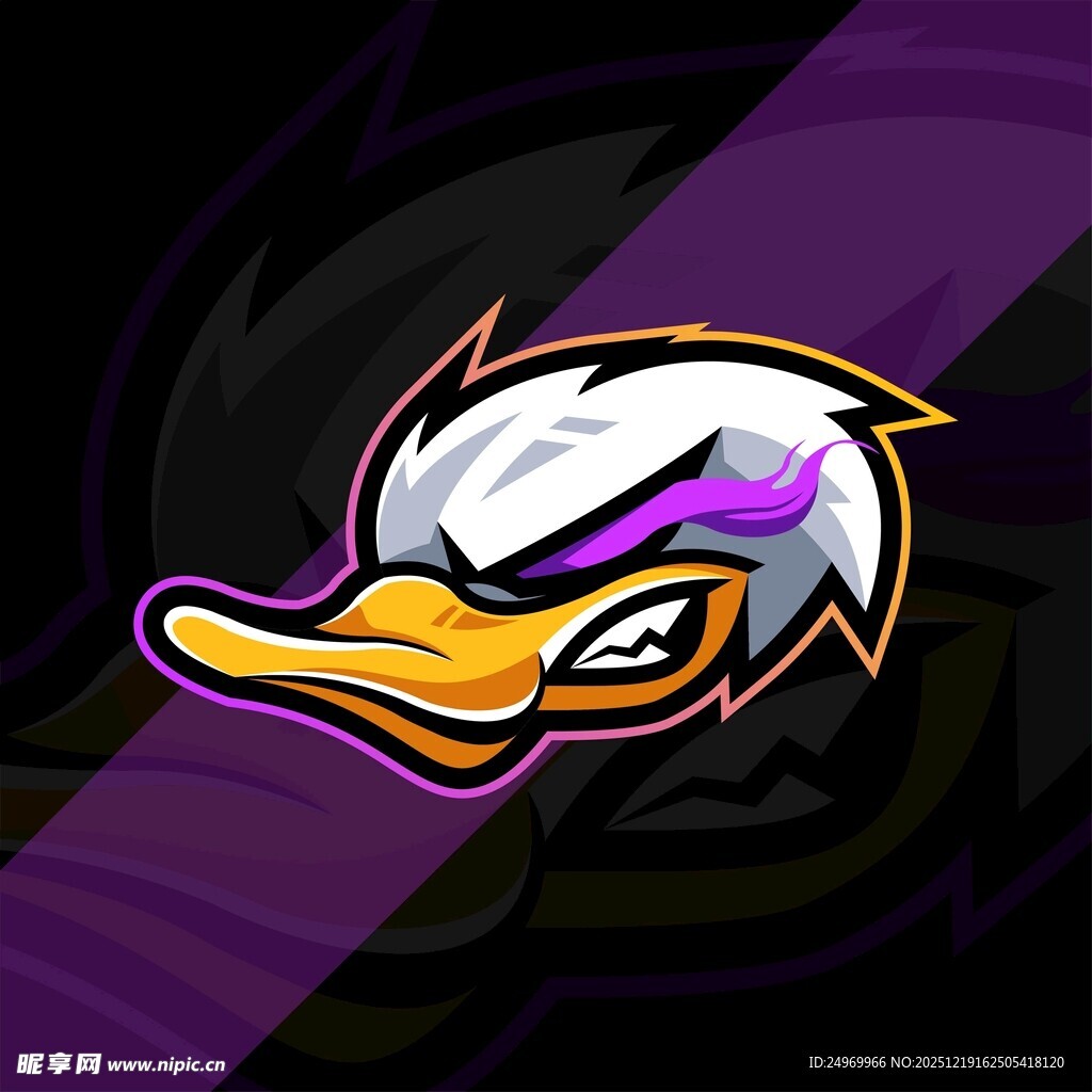 愤怒鸭头电竞风标志图案