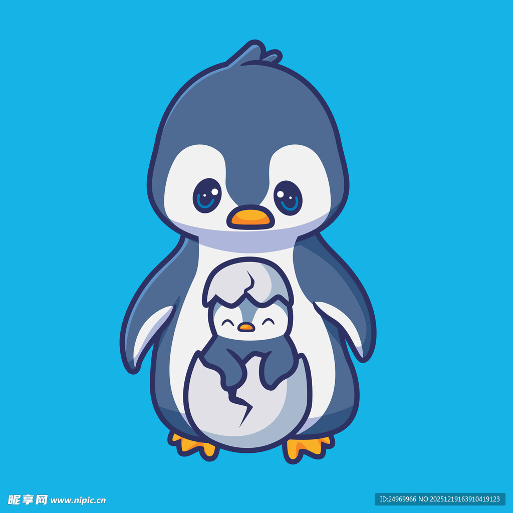 企鹅妈妈与宝宝温馨画面