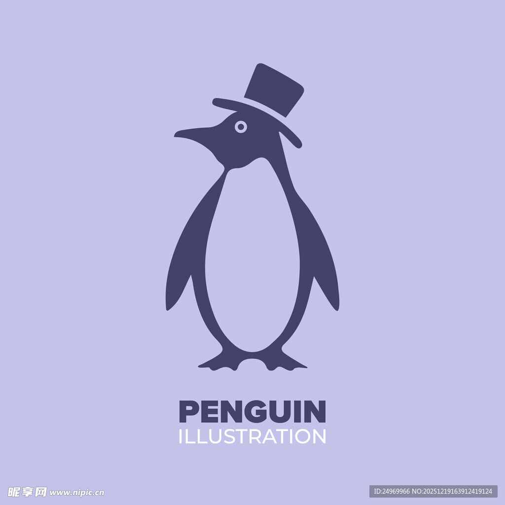 戴礼帽的企鹅标志设计