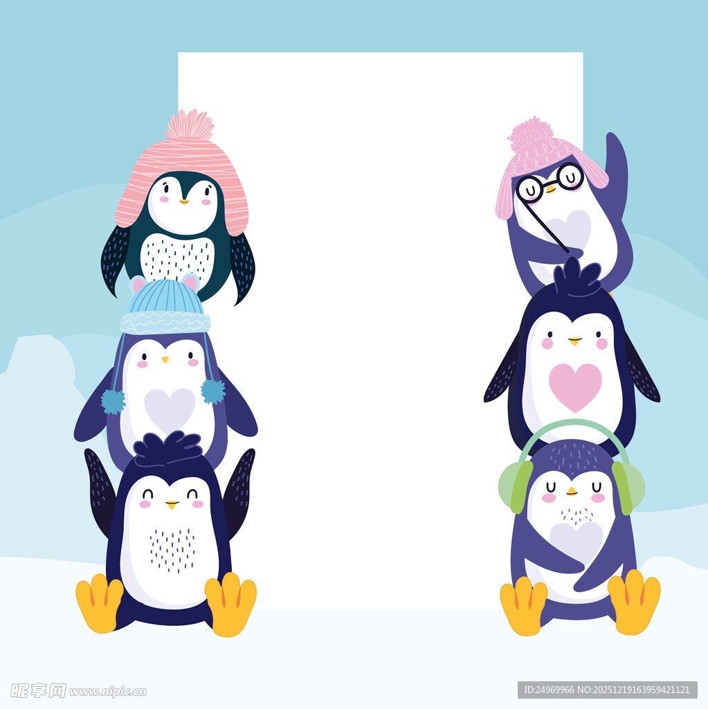 可爱企鹅叠罗汉造型