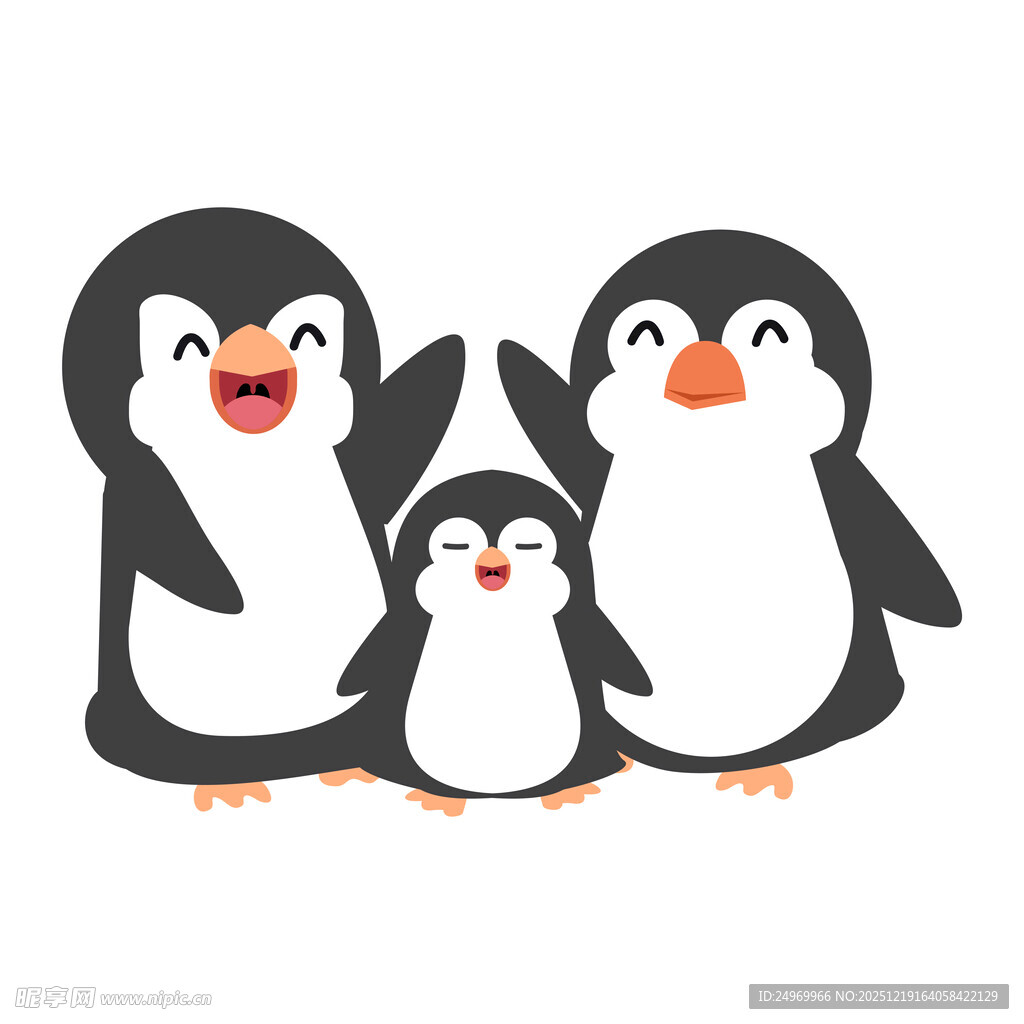 三只可爱企鹅家庭形象