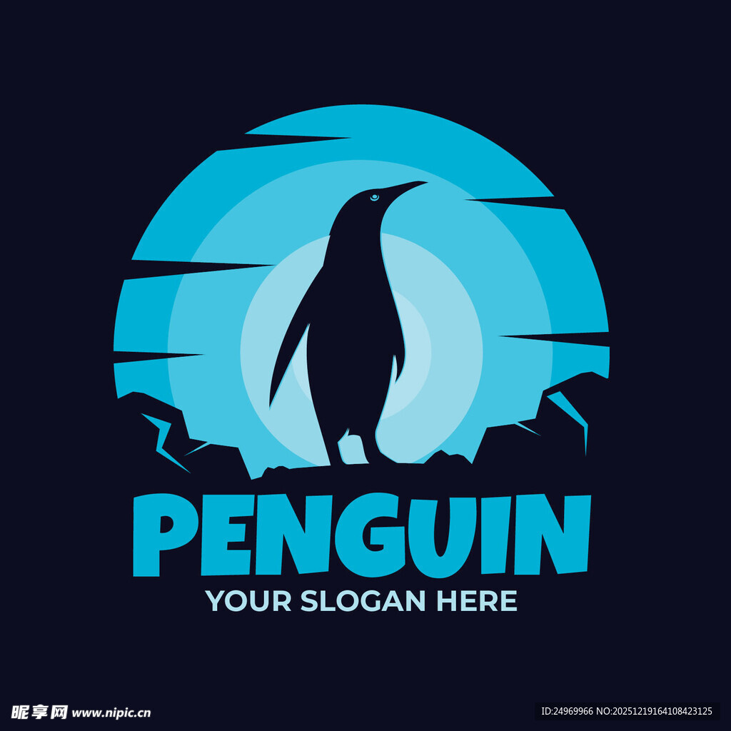 企鹅主题简约标志设计