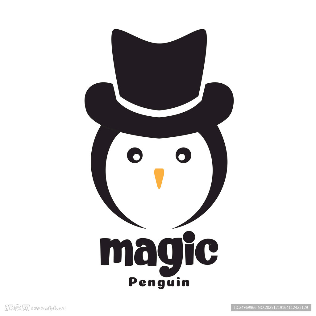 戴礼帽的魔法企鹅标志