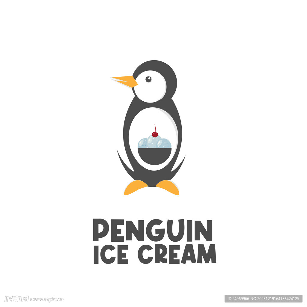 企鹅冰淇淋标志设计