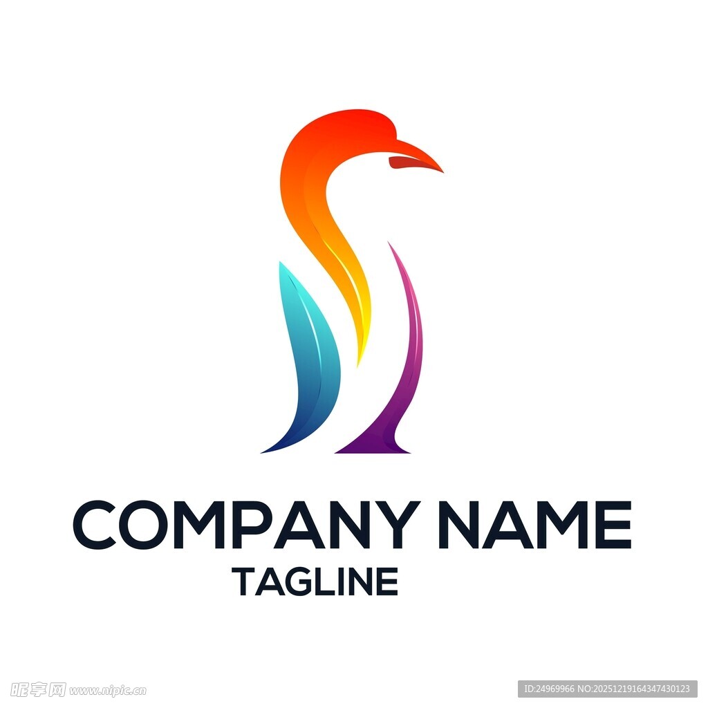 多彩飞鸟标志设计