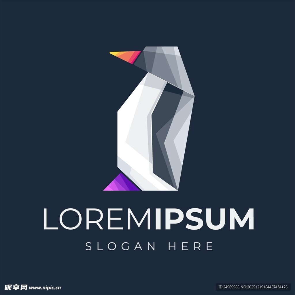 折纸企鹅标志设计