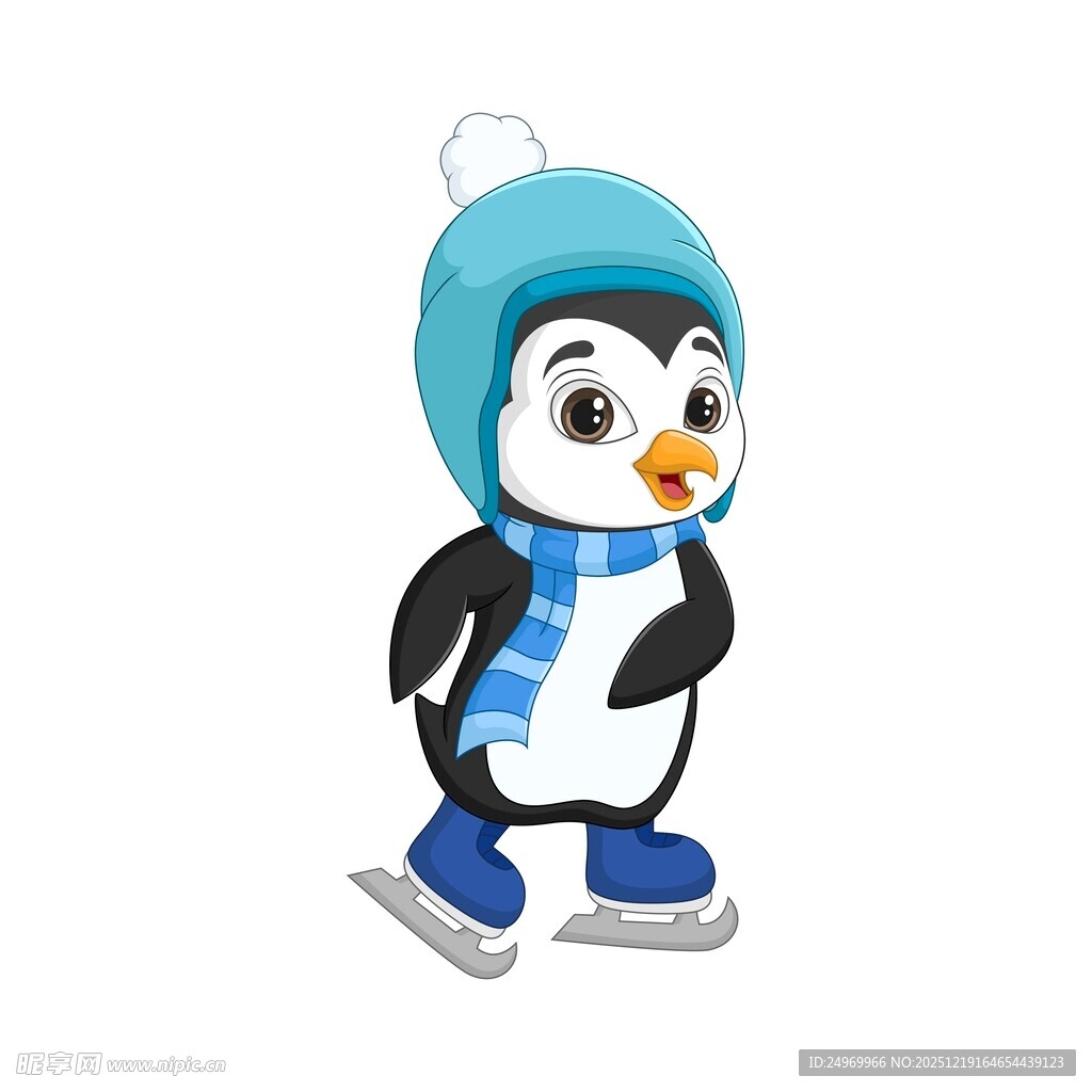 戴帽滑冰小企鹅