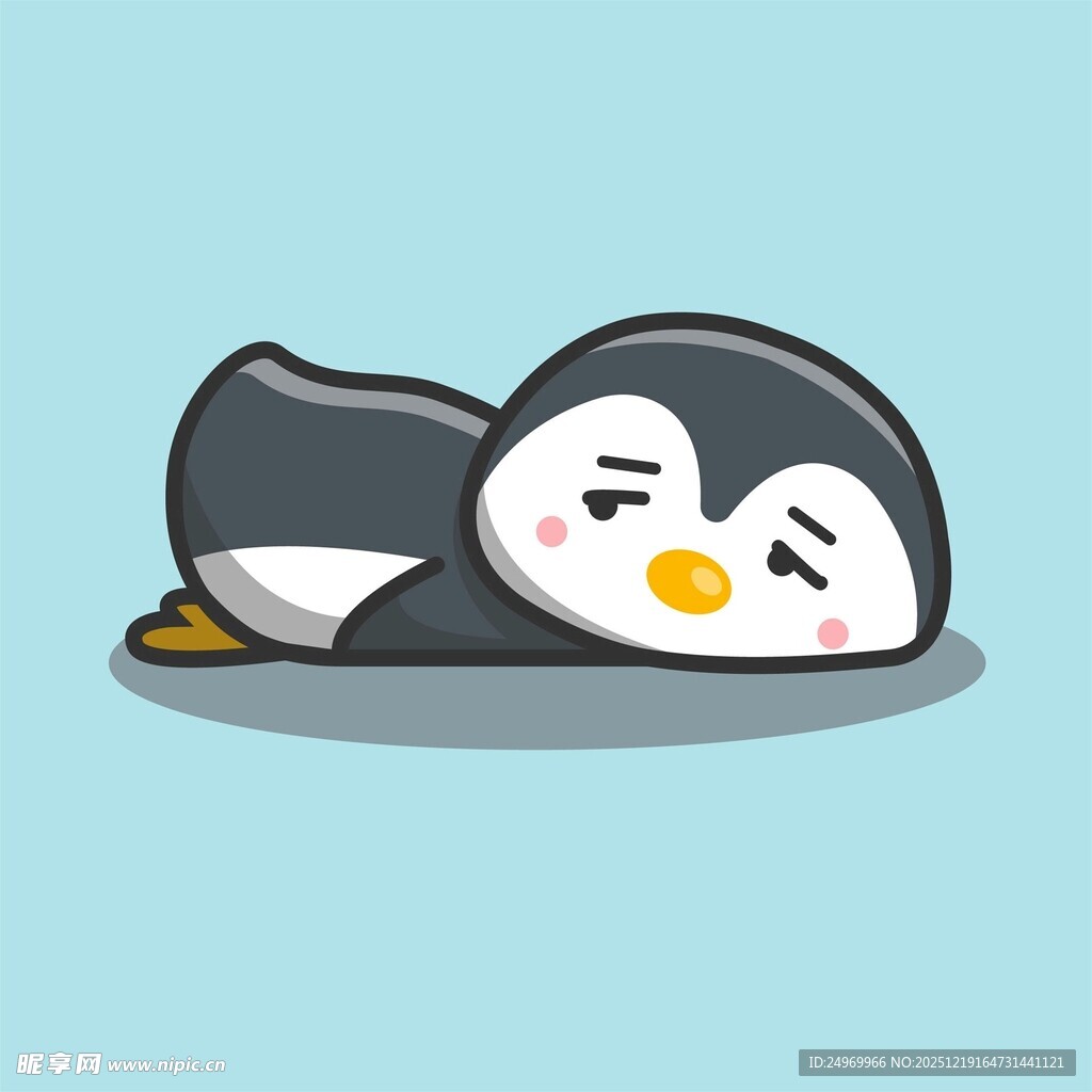 趴着睡觉的可爱小企鹅