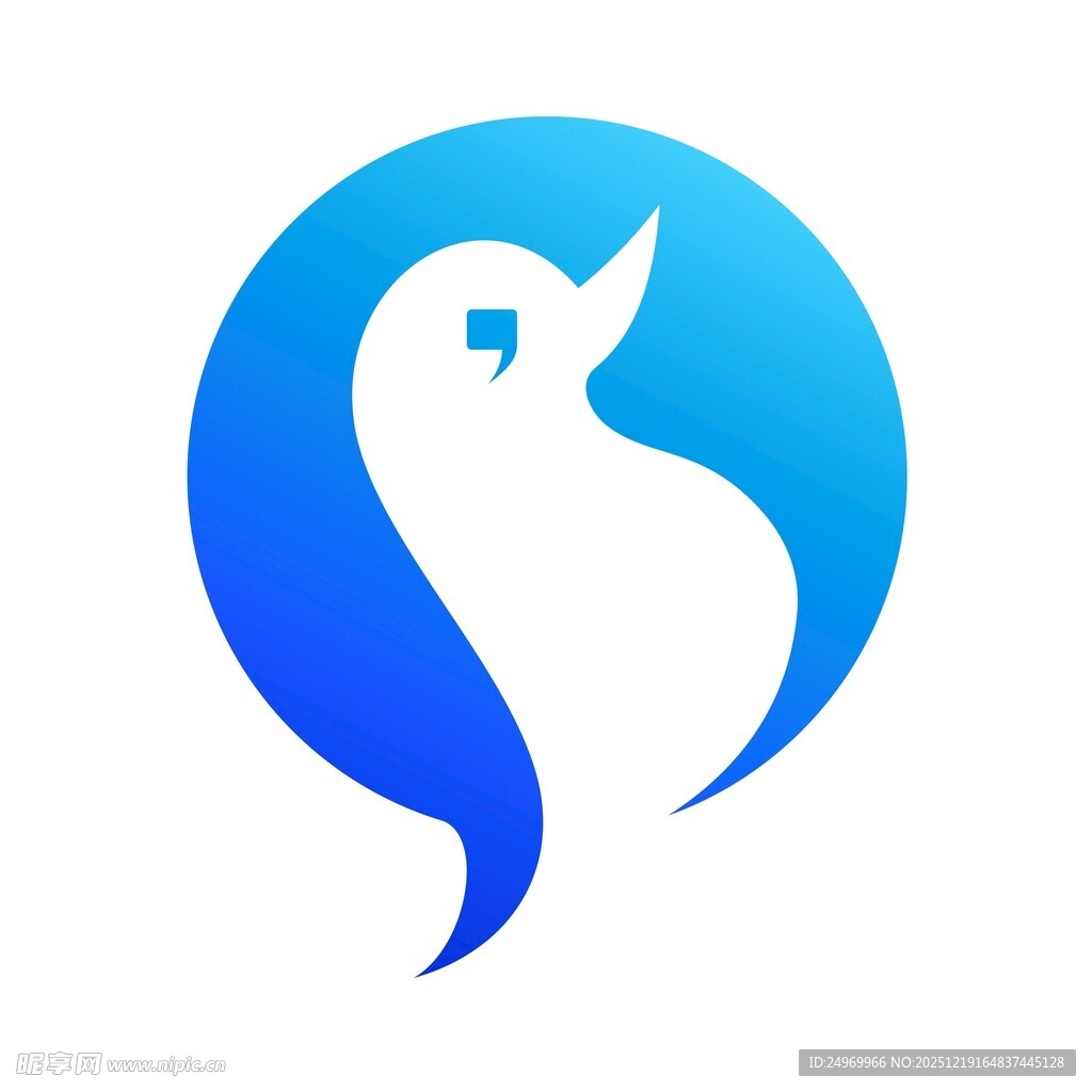 蓝色飞鸟简约标志设计