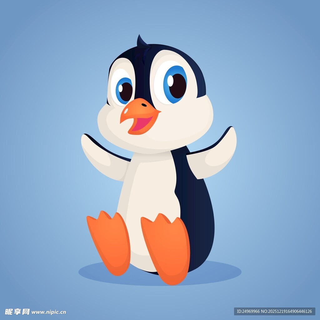 可爱小企鹅张开双臂