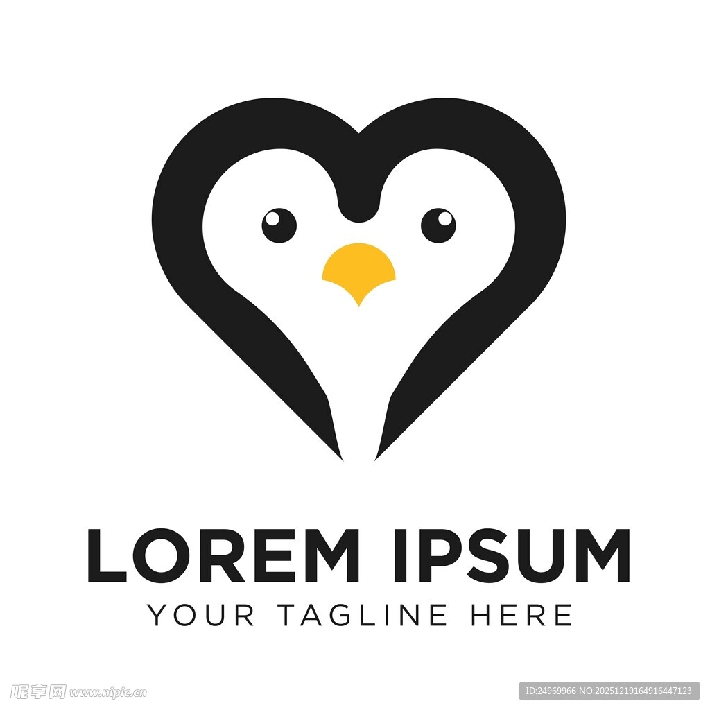 心形企鹅标志设计