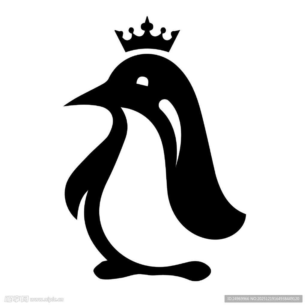 戴皇冠的企鹅形象