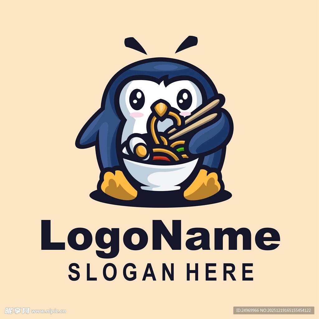 企鹅卡通形象Logo设计