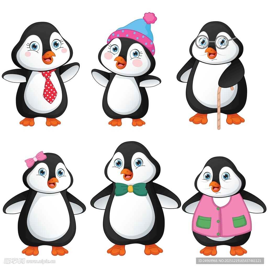 可爱企鹅卡通形象集合