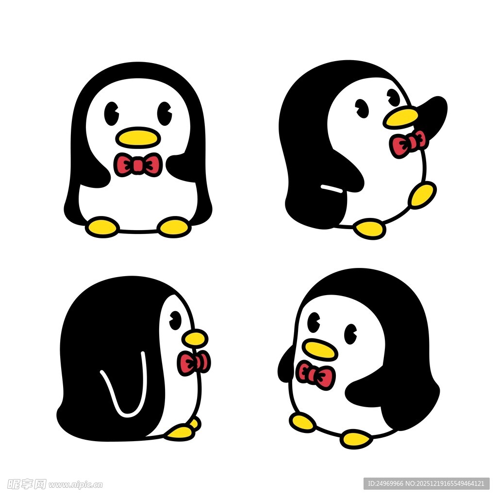 可爱企鹅表情动作插画