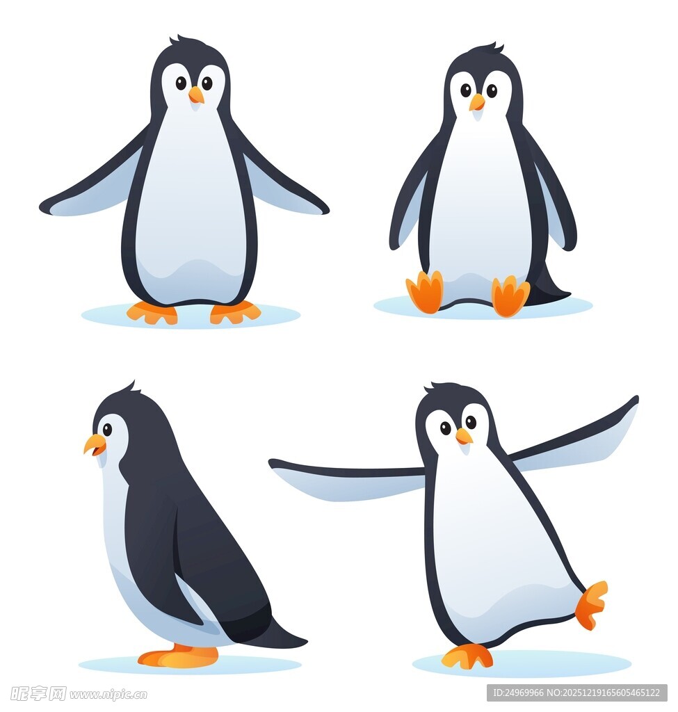 可爱企鹅的多样姿态