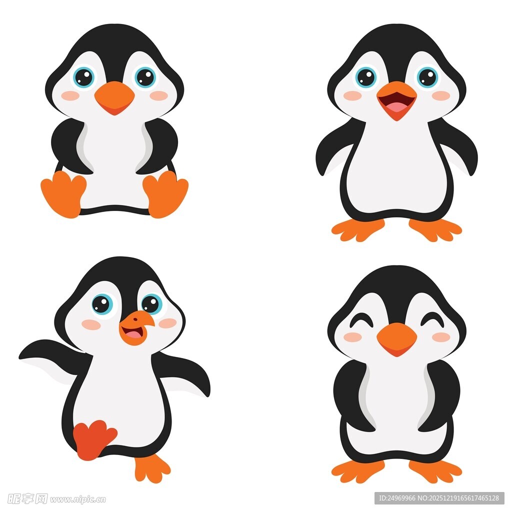 可爱企鹅卡通形象集合