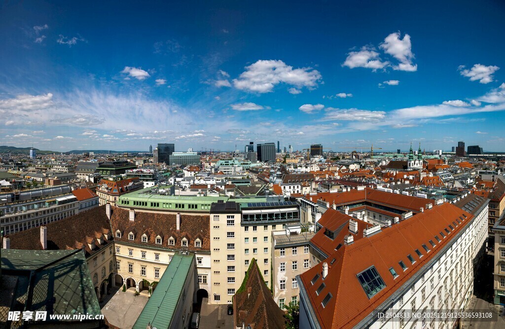 城市屋顶风光俯瞰图