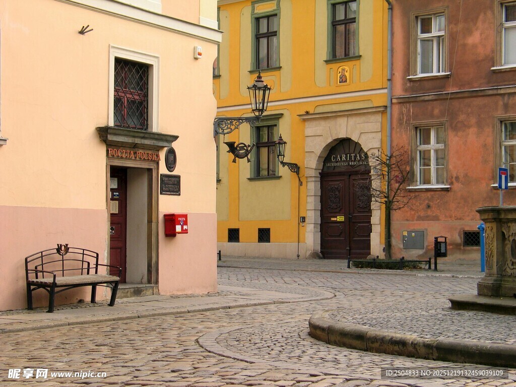  洲小镇古朴街道景致
