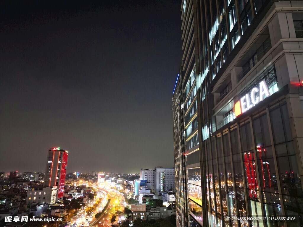 城市璀璨夜景繁华街道