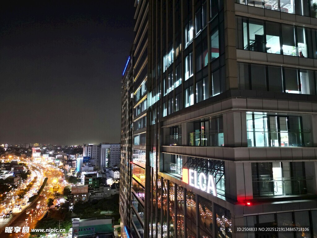 城市夜景高楼与车水马龙