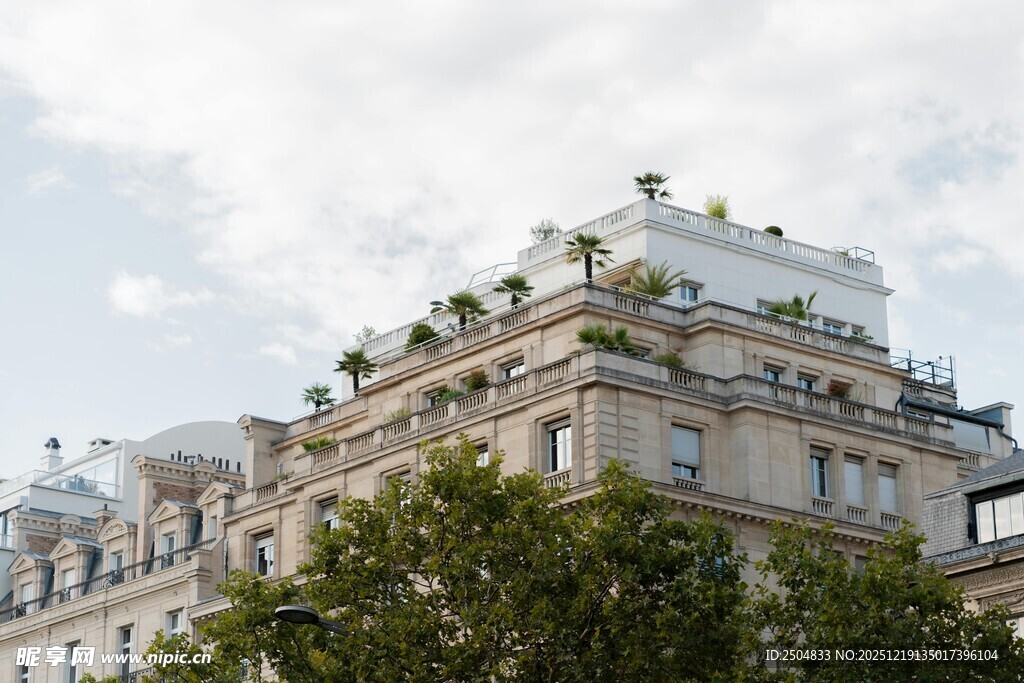 欧式建筑屋顶绿植景观