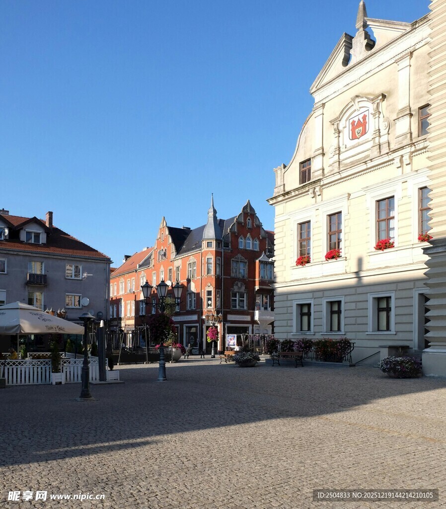 欧式小镇广场建筑风景