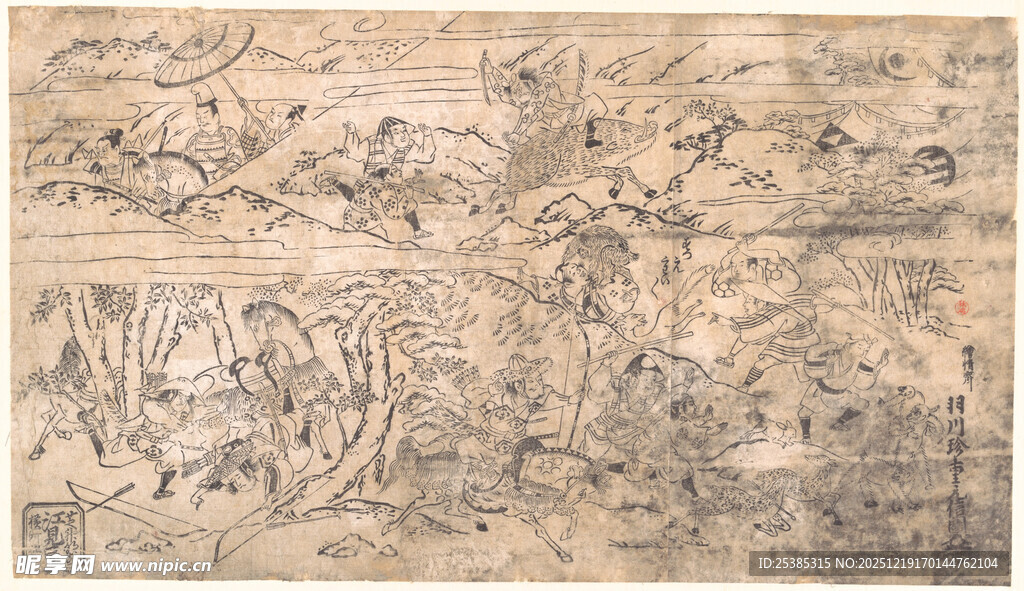 古代山水人物画卷