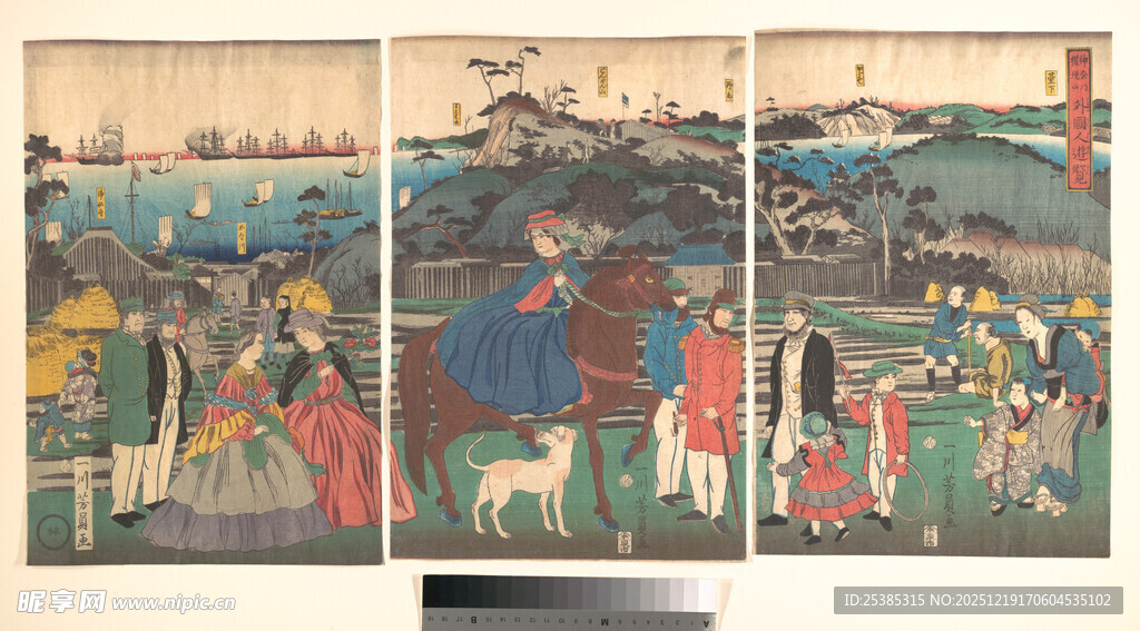 日本传统浮世绘场景画面