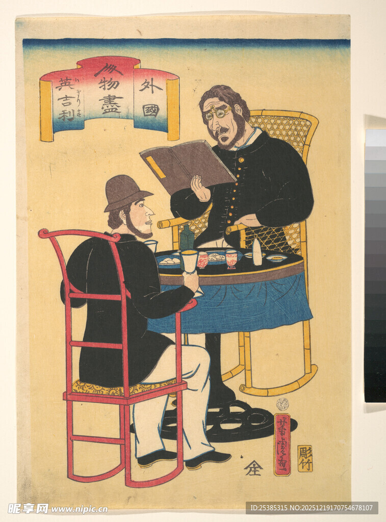 复古理发场景艺术画作