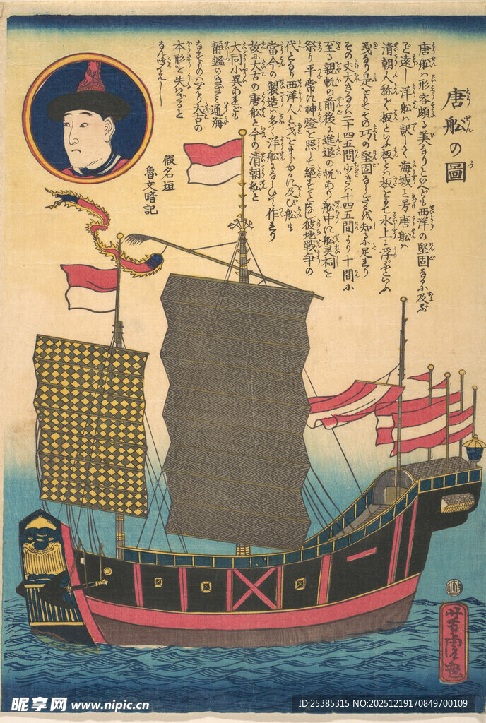 古代中式帆船航海图