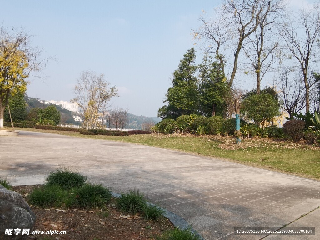 乡村空旷道路与周边景致